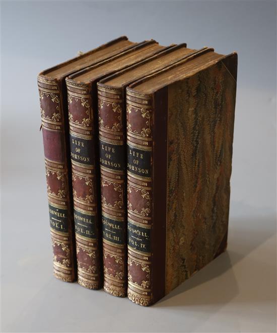 Boswell, James - The Life of Samuel Johnson, 4 vols, 8vo, half calf, portrait frontis and folding plates, William Pickering, London and